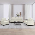vidaXL 3-tlg. Sofagarnitur mit Kissen Creme Samt