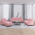vidaXL 4-tlg. Sofagarnitur mit Kissen Rosa Samt