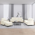vidaXL 4-tlg. Sofagarnitur mit Kissen Creme Samt