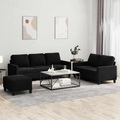 vidaXL 3-tlg. Sofagarnitur mit Kissen Schwarz Samt