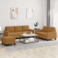 vidaXL 3-tlg. Sofagarnitur mit Kissen Braun Samt