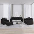 vidaXL 4-tlg. Sofagarnitur mit Kissen Schwarz Samt