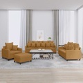 vidaXL 4-tlg. Sofagarnitur mit Kissen Braun Samt