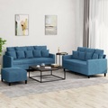 vidaXL 3-tlg. Sofagarnitur mit Kissen Blau Samt