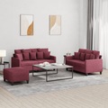 vidaXL 3-tlg. Sofagarnitur mit Kissen Weinrot Stoff