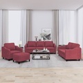 vidaXL 4-tlg. Sofagarnitur mit Kissen Weinrot Stoff