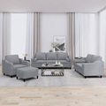 vidaXL 4-tlg. Sofagarnitur mit Kissen Hellgrau Stoff