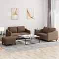 vidaXL 3-tlg. Sofagarnitur mit Kissen Braun Stoff