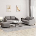 vidaXL 3-tlg. Sofagarnitur mit Kissen Taupe Stoff