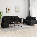 vidaXL 3-tlg. Sofagarnitur mit Kissen Schwarz Samt