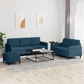 vidaXL 3-tlg. Sofagarnitur Blau Samt