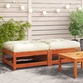 vidaXL Gartenhocker mit Kissen 2 Stk. Wachsbraun Massivholz Kiefer