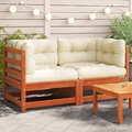 vidaXL Garten-Ecksofas mit Kissen 2 Stk. Wachsbraun Massivholz Kiefer