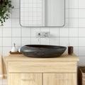 vidaXL Aufsatzwaschbecken Grau und Schwarz Oval 59x40x15 cm Keramik