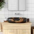 vidaXL, vidaXL Aufsatzwaschbecken Schwarz Oval 59x40x14 cm Keramik