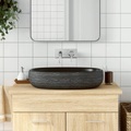 vidaXL Aufsatzwaschbecken Grau und Schwarz Oval 59x40x15 cm Keramik