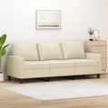 vidaXL 3-Sitzer-Sofa Creme 180 cm Kunstleder