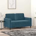 vidaXL 2-Sitzer-Sofa Blau 120 cm Samt