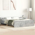 vidaXL Bettgestell mit Kopf- und Fußteil Betongrau 150x200 cm