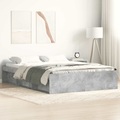 vidaXL Bettgestell Betongrau 135x190 cm