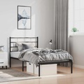 vidaXL Bettgestell mit Kopfteil Metall Schwarz 100x190 cm