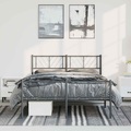 vidaXL Bettgestell mit Kopf- und Fußteil Metall Schwarz 135x190 cm