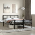 vidaXL Bettgestell mit Kopf- und Fußteil Metall Schwarz 140x190 cm