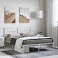 vidaXL Bettgestell mit Kopfteil Metall Weiß 135x190 cm