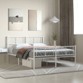 vidaXL Bettgestell mit Kopf- und Fußteil Metall Weiß 140x190 cm