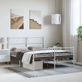 vidaXL Bettgestell mit Kopf- und Fußteil Metall Weiß 135x190 cm