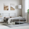 vidaXL Bettgestell mit Kopf- und Fußteil Metall Weiß 150x200 cm