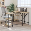 vidaXL Schreibtisch Sonoma-Eiche 139x139x75 cm Holzwerkstoff
