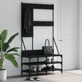 vidaXL Kleiderständer mit Schuhablage Schwarz 100x40x184 cm