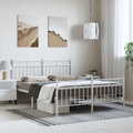 vidaXL Bettgestell mit Kopf- und Fußteil Metall Weiß 135x190 cm