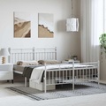 vidaXL Bettgestell mit Kopf- und Fußteil Metall Weiß 150x200 cm