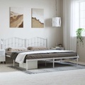 vidaXL Bettgestell mit Kopfteil Metall Weiß 193x203 cm
