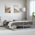 vidaXL Bettgestell mit Kopf- und Fußteil Metall Weiß 193x203 cm