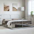 vidaXL Bettgestell mit Kopf- und Fußteil Metall Weiß 193x203 cm