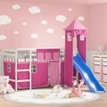 vidaXL Kinderhochbett mit Turm Rosa 80x200 cm Massivholz Kiefer