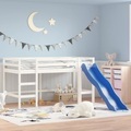 vidaXL, vidaXL Kinderhochbett mit Rutsche Weiß 80x200 cm Massivholz Kiefer