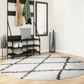 vidaXL Shaggy-Teppich PAMPLONA Hochflor Modern Creme Schwarz Ø 200 cm