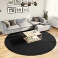 vidaXL Teppich OVIEDO Kurzflor Schwarz Ø 240 cm