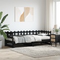 vidaXL Tagesbett Ausziehbar Schwarz 2x(80x200) cm Massivholz Kiefer