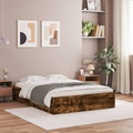 vidaXL Bettgestell mit Schubladen Räuchereiche 135x190cm Holzwerkstoff