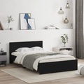 vidaXL Bettgestell mit Kopfteil Schwarz 135x190 cm
