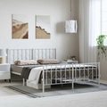 vidaXL Bettgestell mit Kopf- und Fußteil Metall Weiß 193x203 cm
