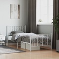 vidaXL Bettgestell mit Kopf- und Fußteil Metall Weiß 90x200 cm