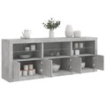 vidaXL Sideboard mit LED-Leuchten Betongrau 181,5x37x67 cm