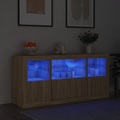 vidaXL Sideboard mit LED-Leuchten Sonoma-Eiche 142,5x37x67 cm