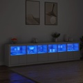 vidaXL Sideboard mit LED-Leuchten Weiß 283x37x67 cm
